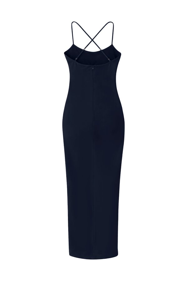 Calina Cross Back Maxi Dress in Midnight Blue