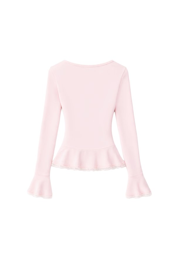 RESTOCKS | Parisa Pearl Peplum Cardigan Top in Light Pink