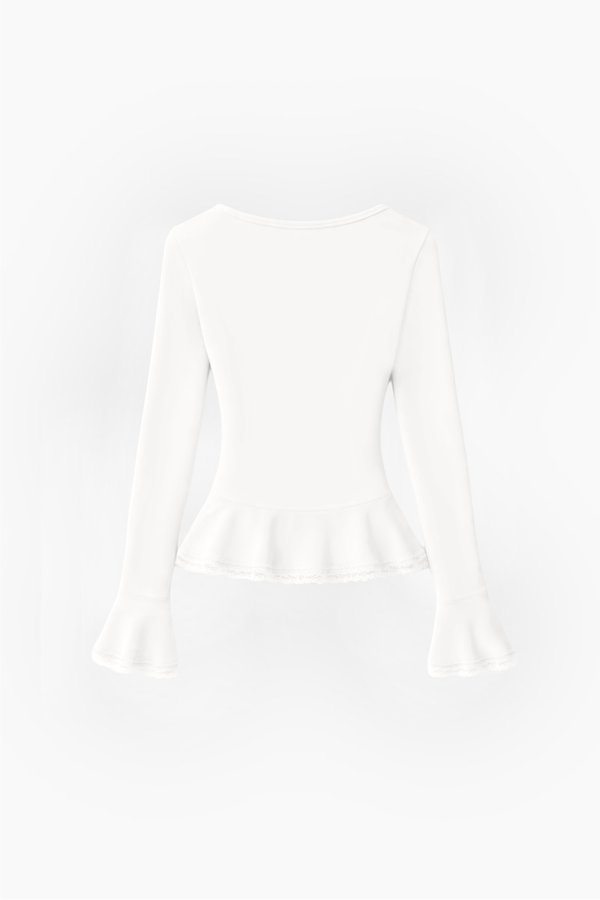 CNY2026 | Parisa Pearl Peplum Cardigan Top in White