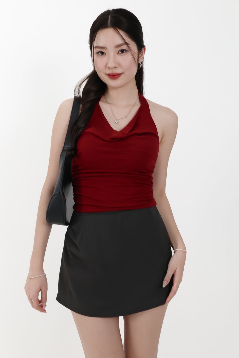 Rami Ruched Skorts in Dark Grey