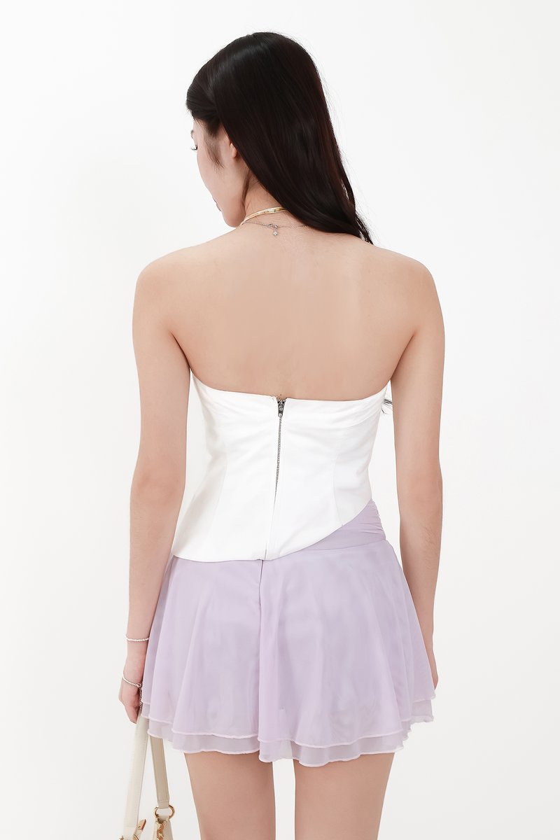 Saena Satin Tie Strap Top in White