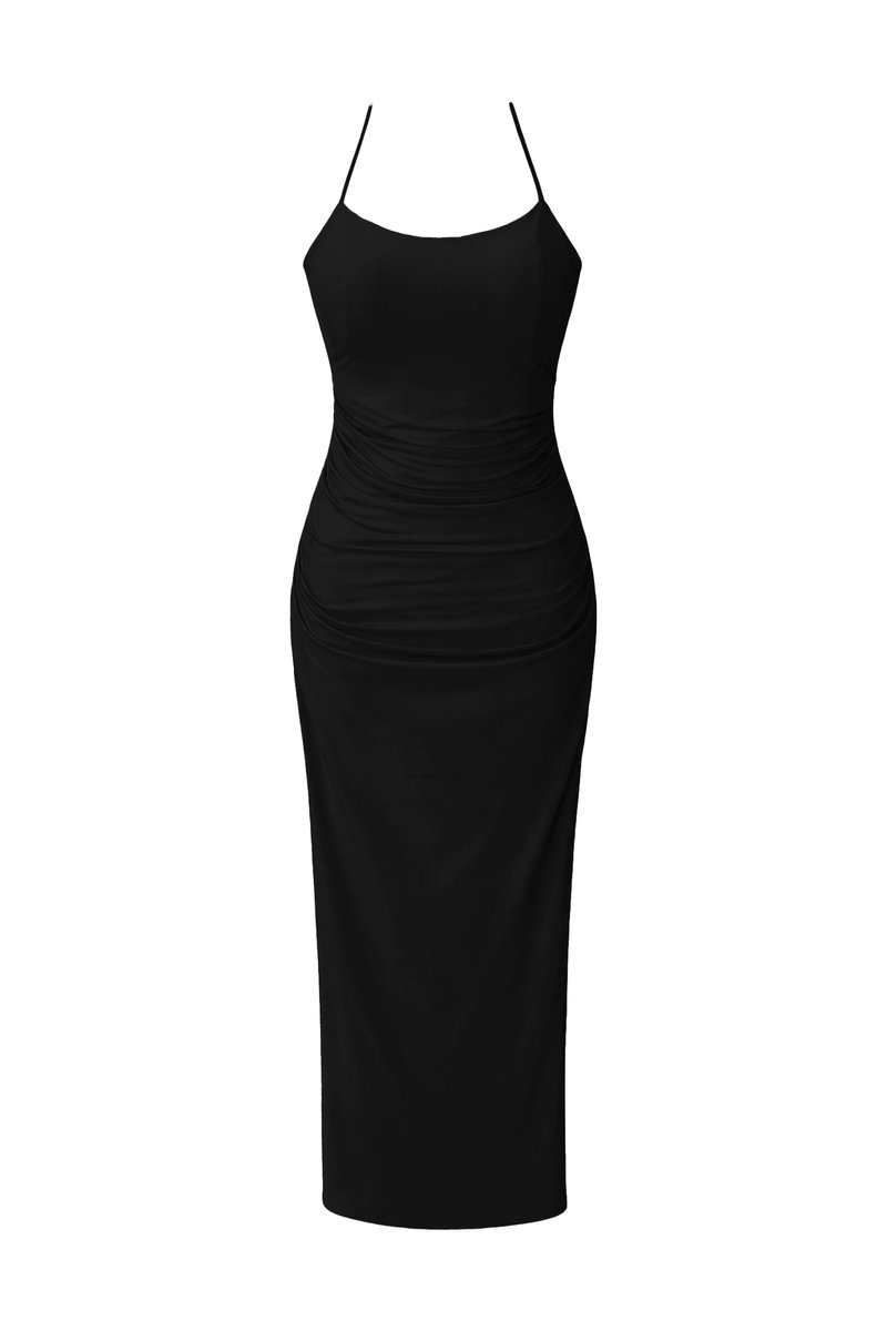 Calina Cross Back Maxi Dress in Black