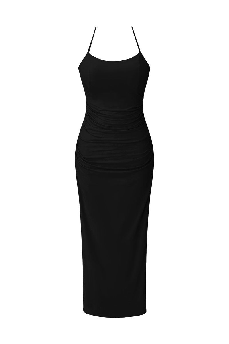 Calina Cross Back Maxi Dress in Black