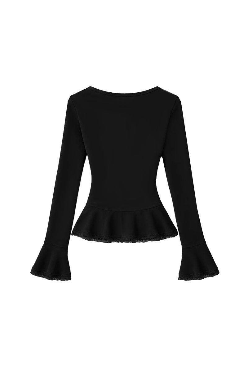 RESTOCKS | Parisa Pearl Peplum Cardigan Top in Black