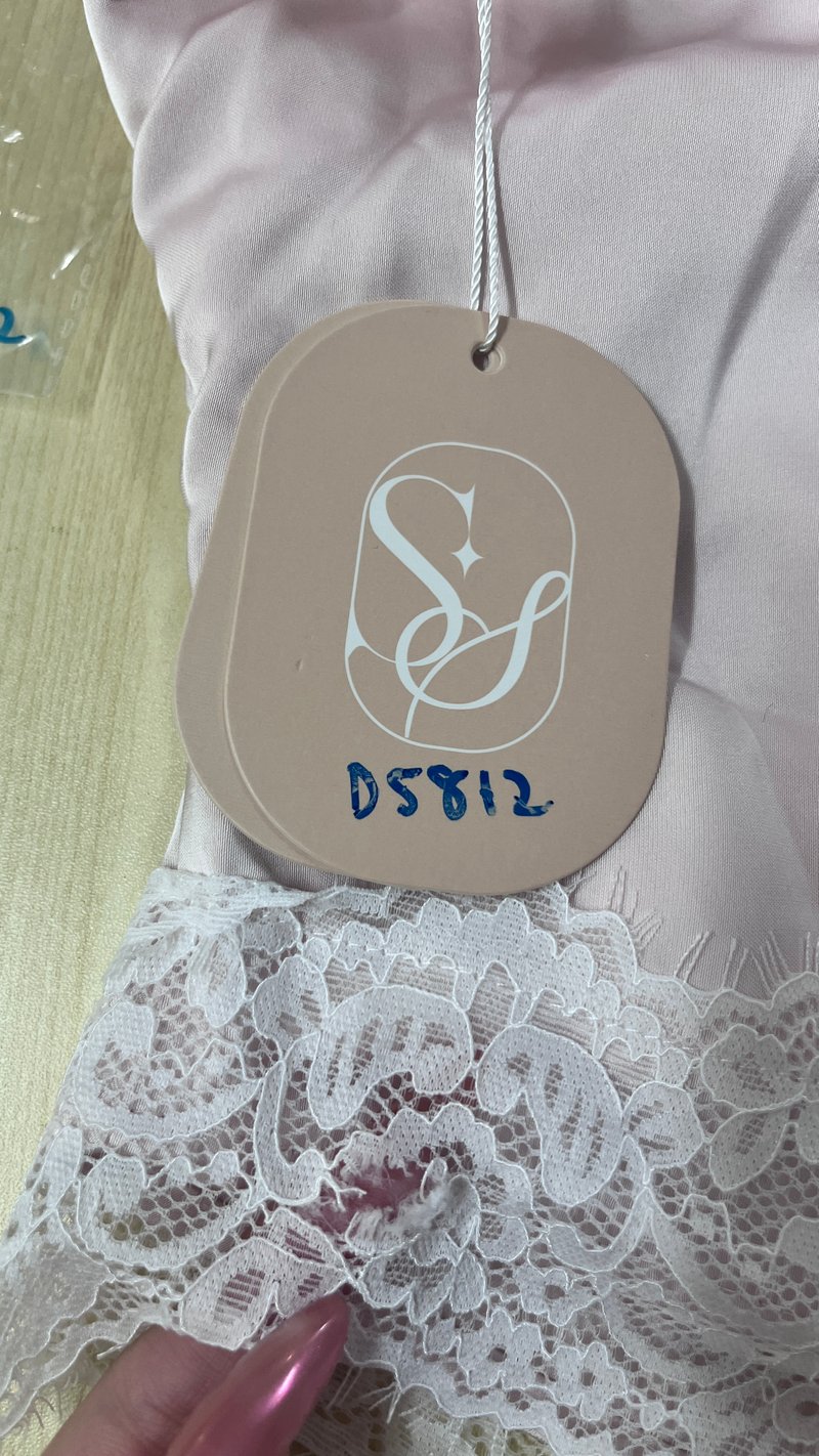 DEFECT | Avery Asymmetrical Lace Trim Top in Light Pink in S