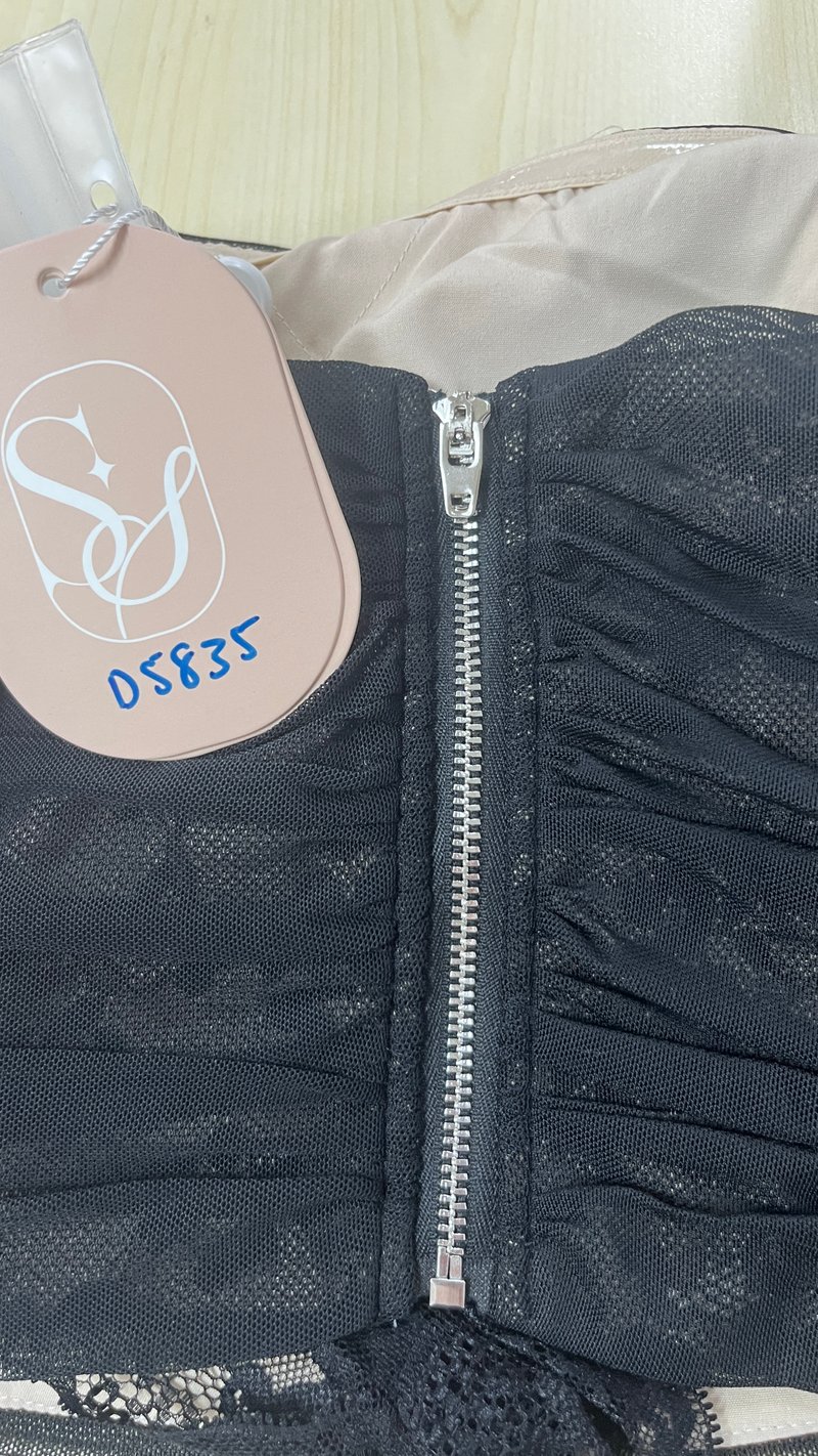 DEFECT | Lamie Lace Mesh Halter Top in Black X Nude in S