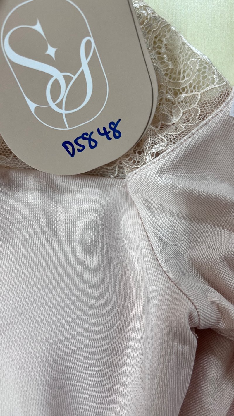 DEFECT | Leora Lace Offshoulder Top in Nude Blush in XS