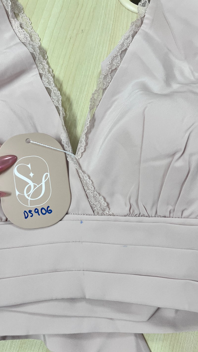 DEFECT | Lene Lace Trimming Co-ord Sleeve Top in Pastel Pink in S