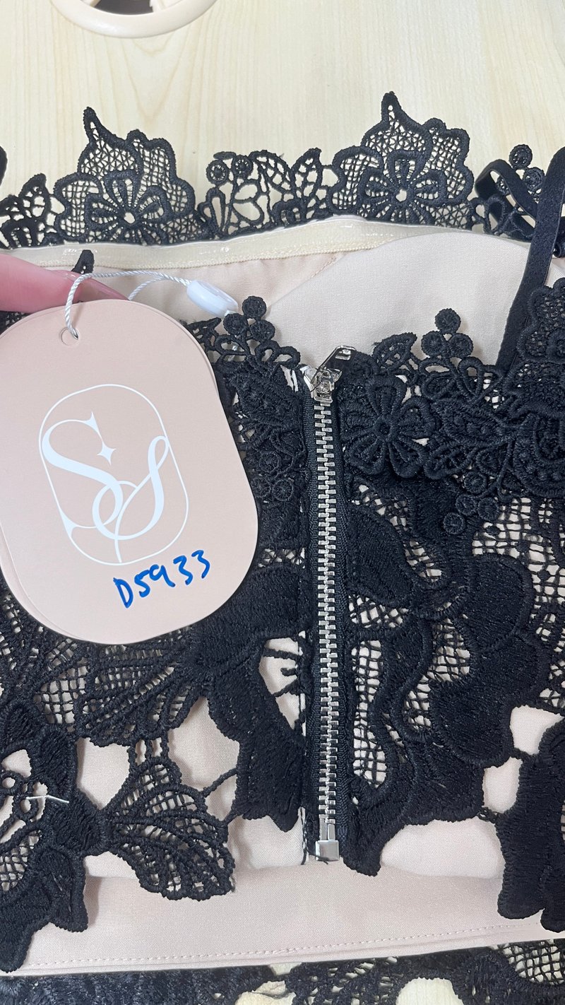 DEFECT | Corey Crochet Top in Black x Nude in M