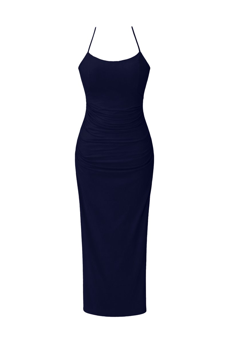 Calina Cross Back Maxi Dress in Midnight Blue