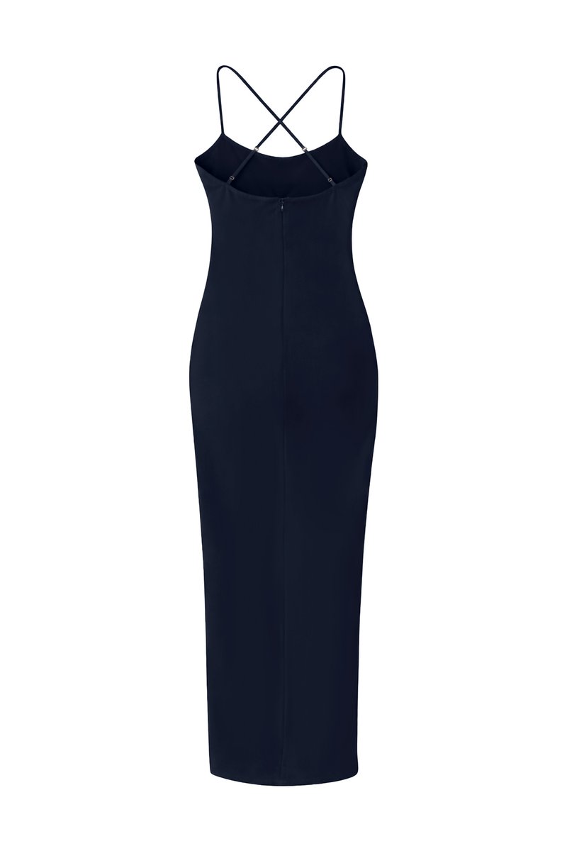 Calina Cross Back Maxi Dress in Midnight Blue
