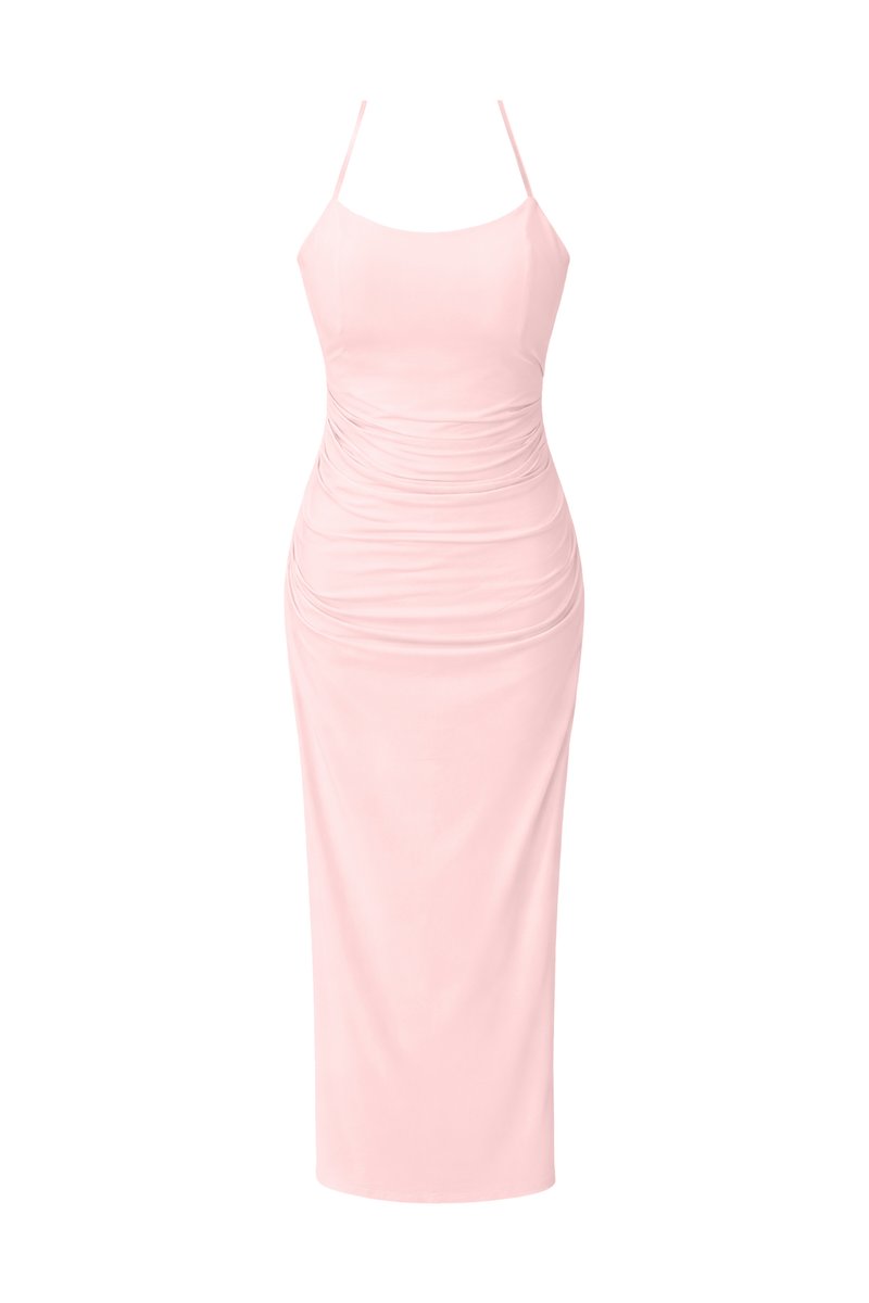 Calina Cross Back Maxi Dress in Light Pink