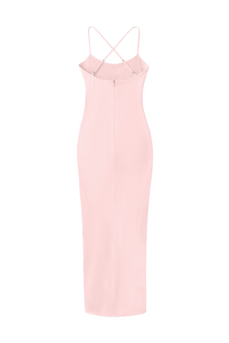 Calina Cross Back Maxi Dress in Light Pink