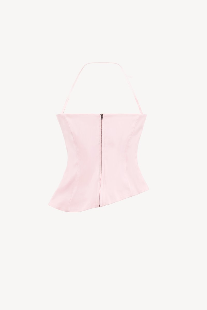 DEFECT | Saena Satin Tie Strap Top in Light Pink in M