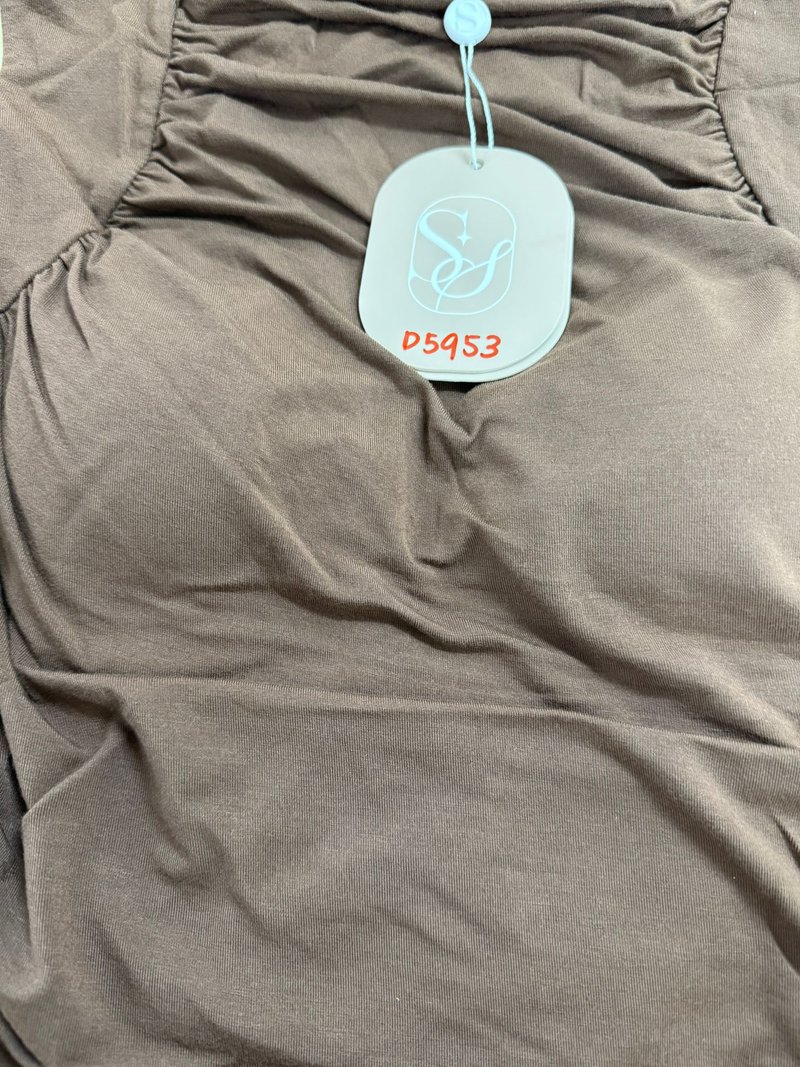 DEFECT | Riri Ruched Padded Top in Brown in XS