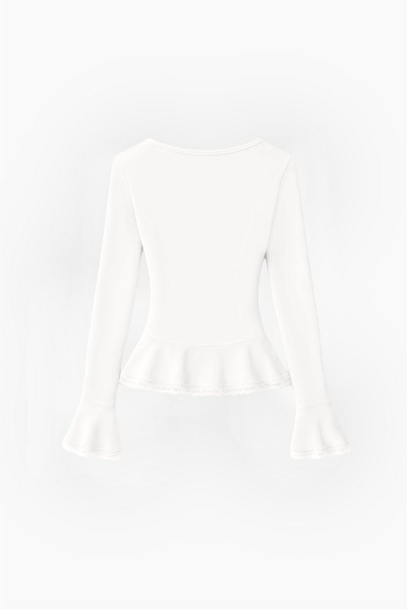 CNY2026 | Parisa Pearl Peplum Cardigan Top in White