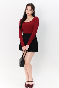Leria Low Back Padded Top V2 in Dark Red