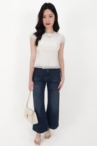 BACKORDER | Sandra Sleeved Lace Trim Blouse in White