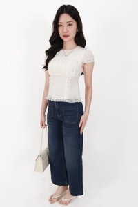 BACKORDER | Sandra Sleeved Lace Trim Blouse in White