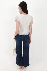 BACKORDER | Sandra Sleeved Lace Trim Blouse in White