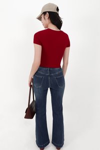 Millie Mid Waist Denim Jeans in Dark Wash