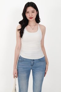DEFECT | Henry Halter Ruched Top in White in S