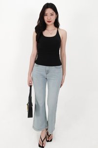 Henry Halter Ruched Top in Black