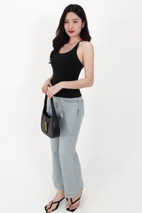 Henry Halter Ruched Top in Black