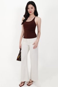 Henry Halter Ruched Top in Brown