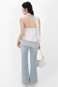 Arabelle Asymmetrical Lace Trim Top in White