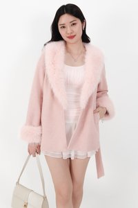 Fenella Faux Fur Coat in Pink