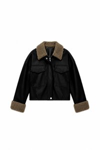 BACKORDER | Seira Shearling PU Leather Jacket in Black