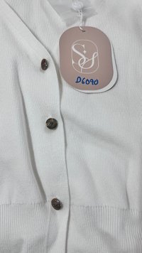 DEFECT | Brie Button Knit Cardigan in White in XL