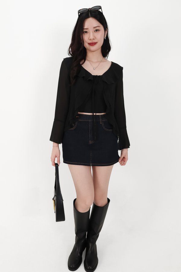 Rellie Ruffles Two-Piece Top in Black