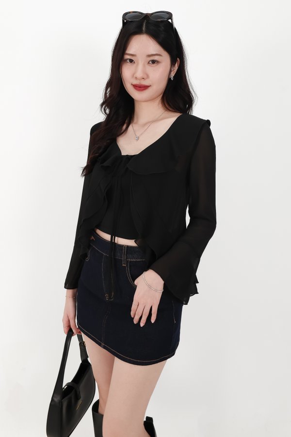 Rellie Ruffles Two-Piece Top in Black