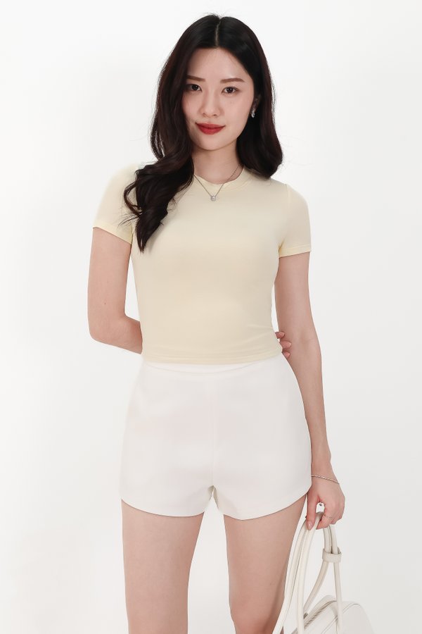 Bonnie Basic Padded Tee in Pale Yellow