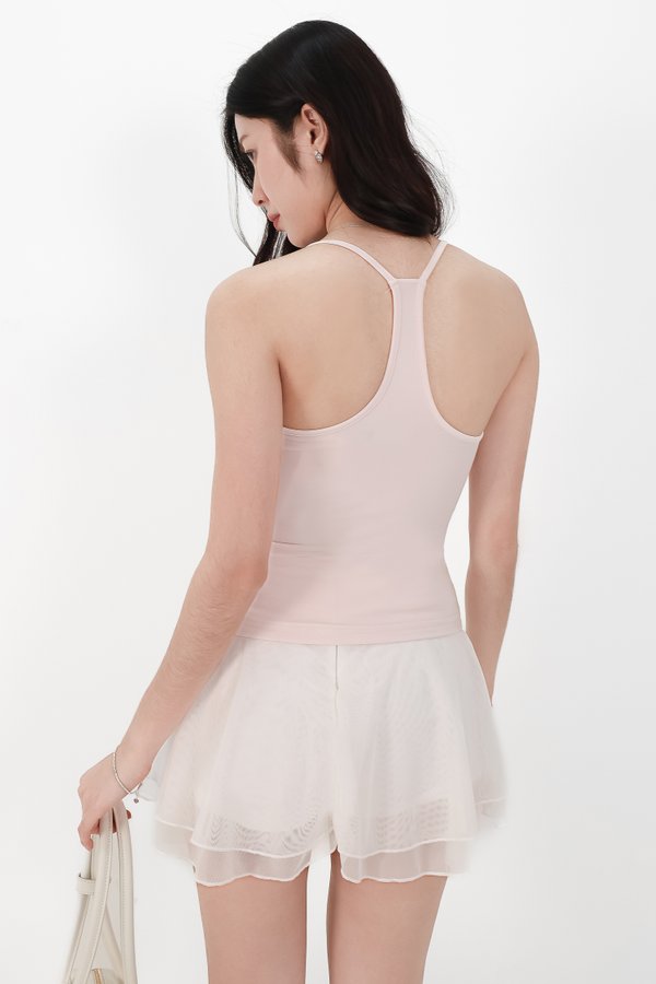 Henry Halter Ruched Top in Light Pink
