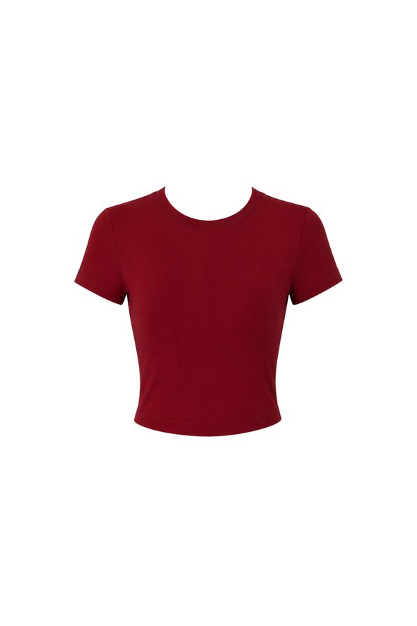 Bonnie Basic Padded Tee in Dark Red