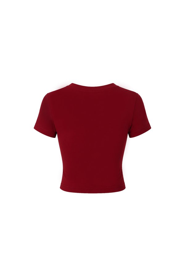 Bonnie Basic Padded Tee in Dark Red
