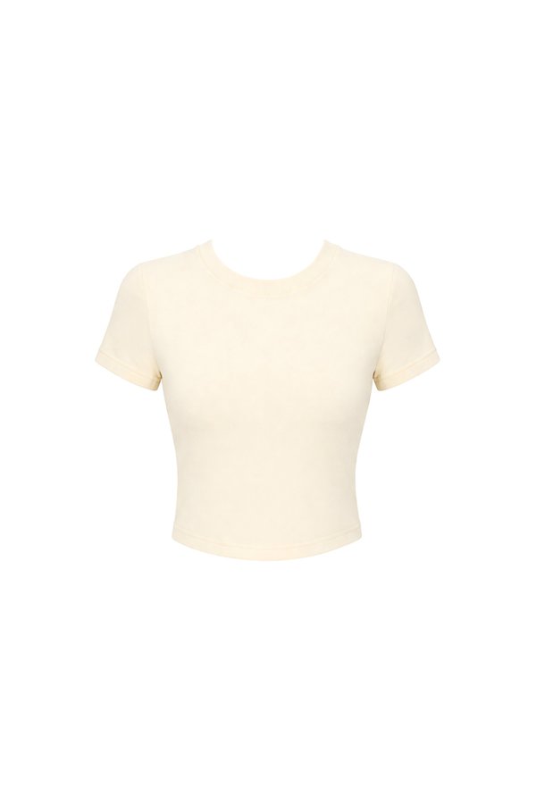 Bonnie Basic Padded Tee in Pale Yellow