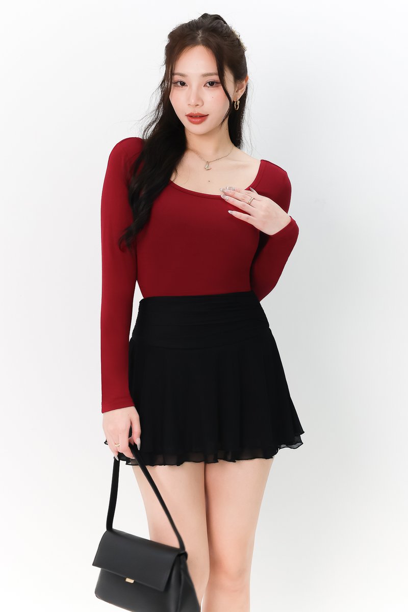 Leria Low Back Padded Top V2 in Dark Red