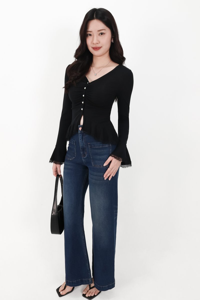 Daryl Double Pocket Denim Jeans in Very Dark Wash