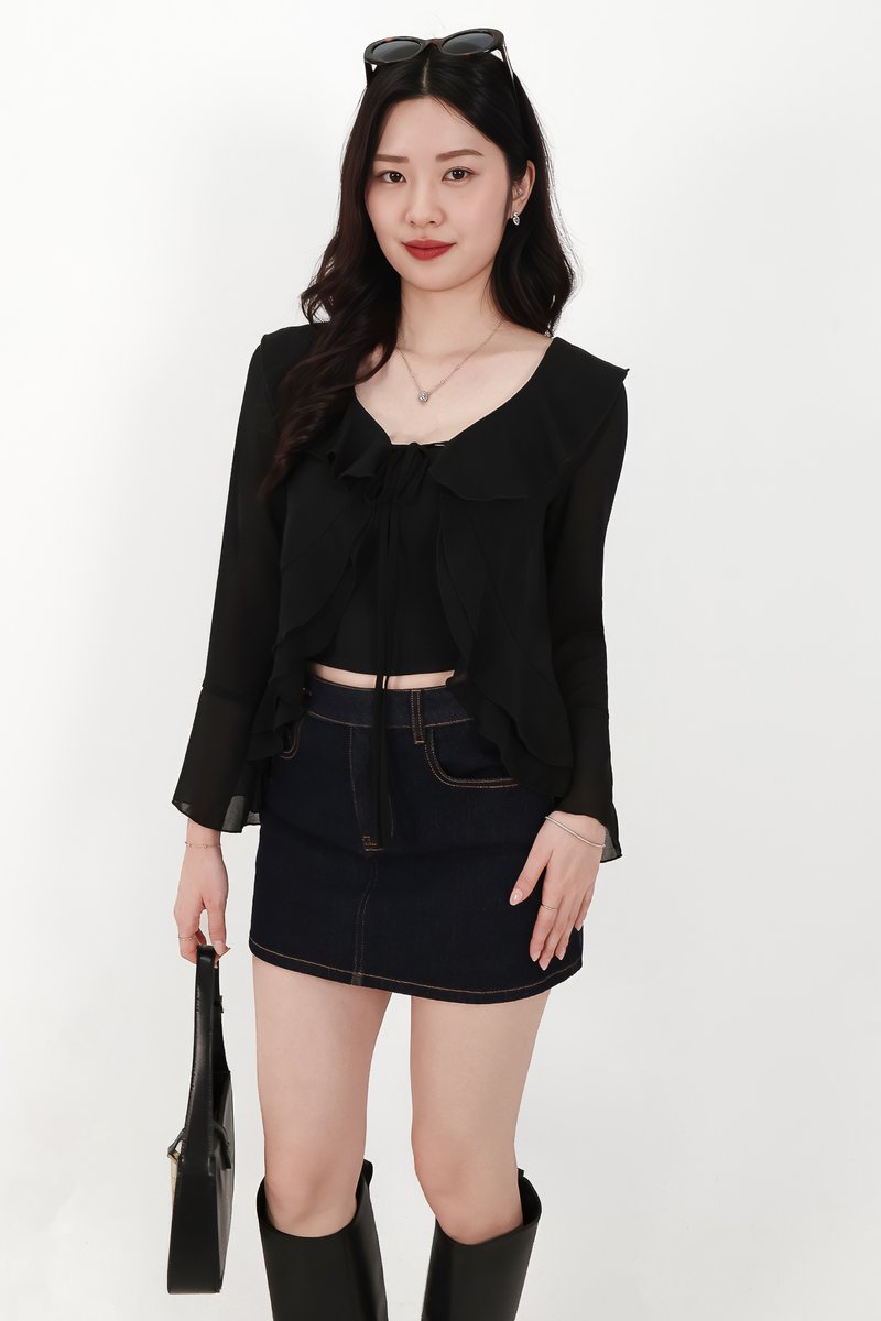 Rellie Ruffles Two-Piece Top in Black