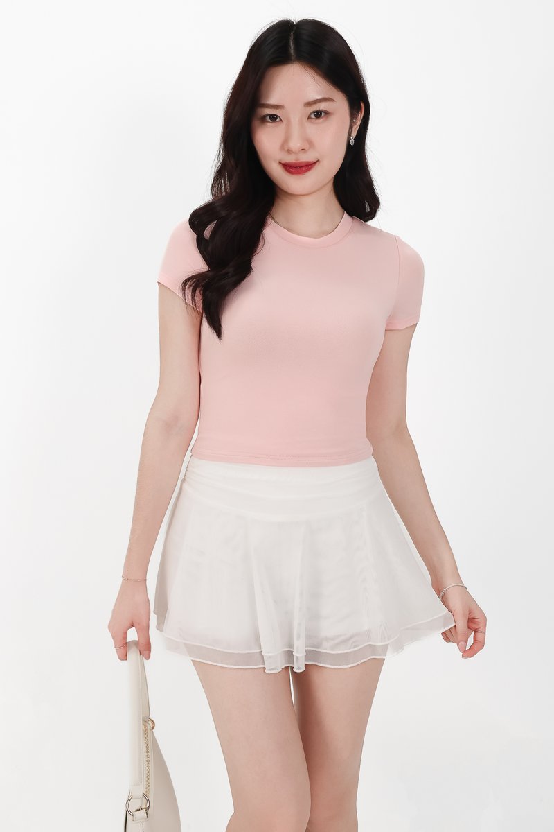 Bonnie Basic Padded Tee in Light Pink