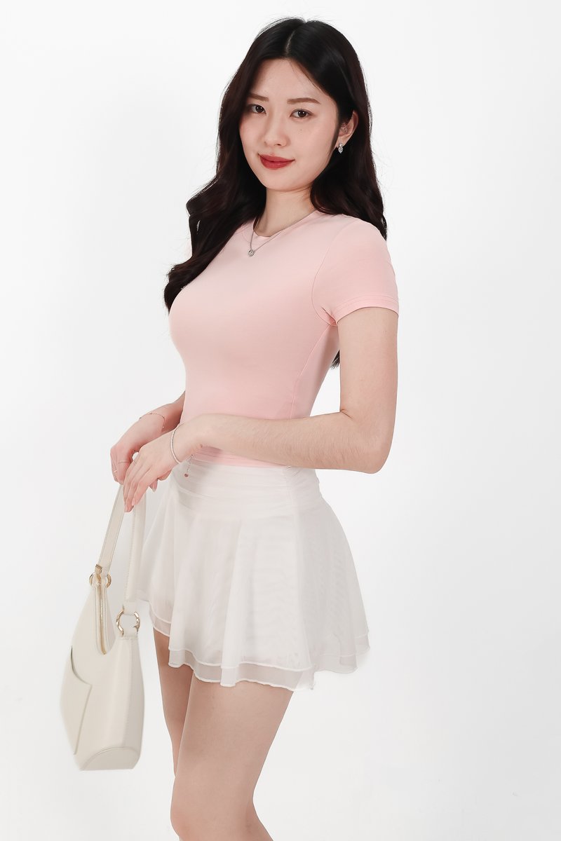 Bonnie Basic Padded Tee in Light Pink