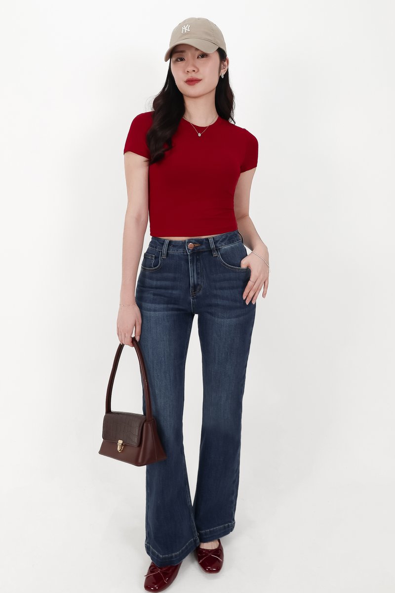 Millie Mid Waist Denim Jeans in Dark Wash