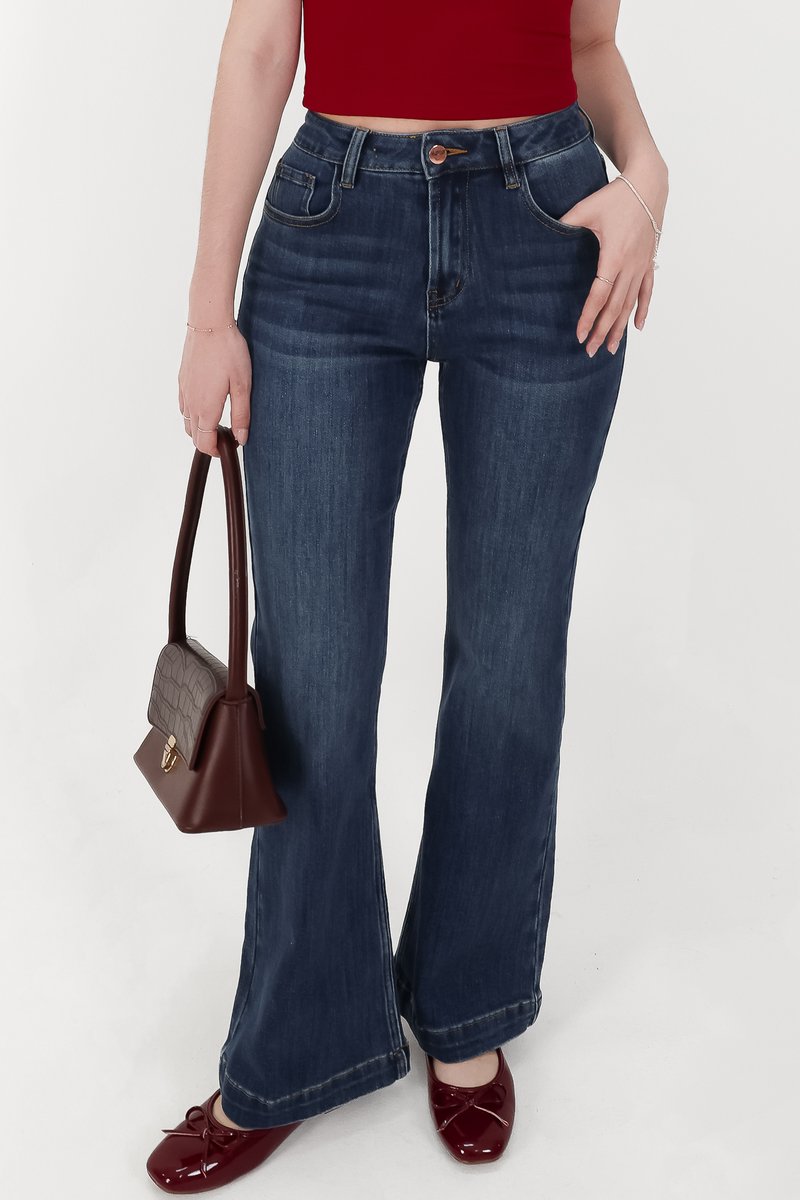 Millie Mid Waist Denim Jeans in Dark Wash