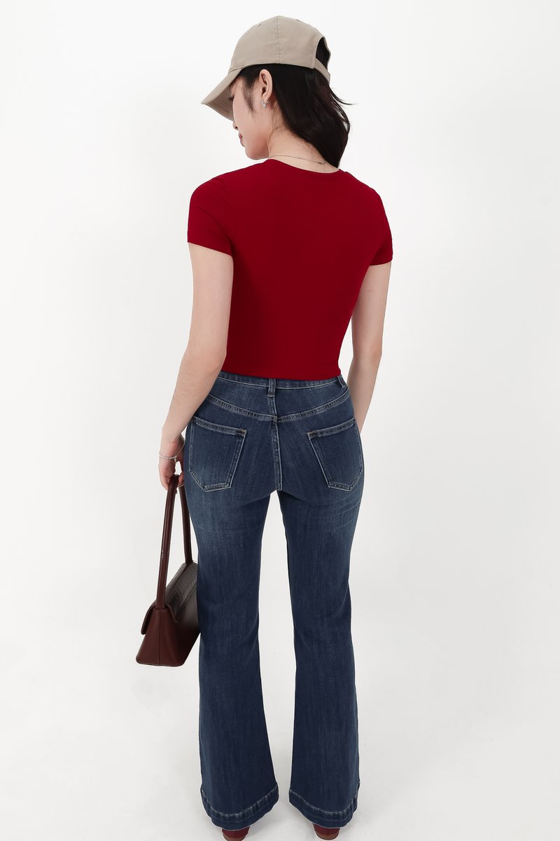 Millie Mid Waist Denim Jeans in Dark Wash