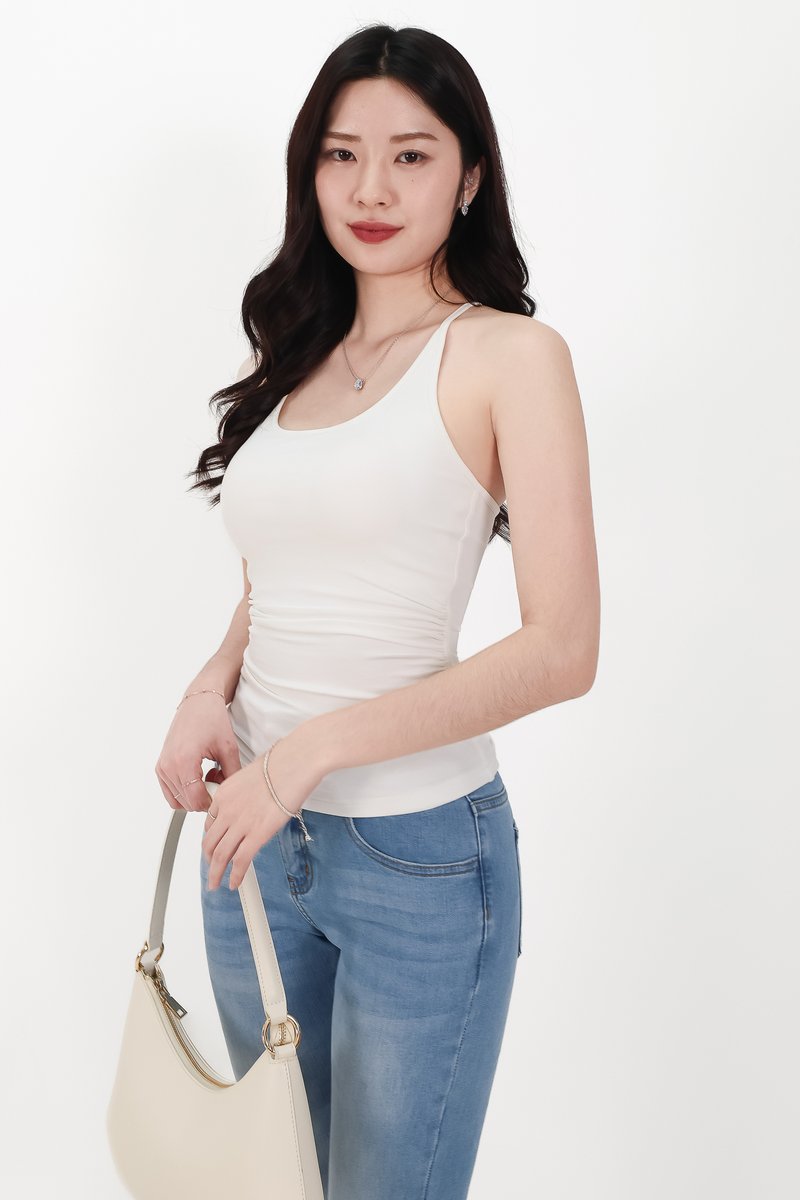 DEFECT | Henry Halter Ruched Top in White in S