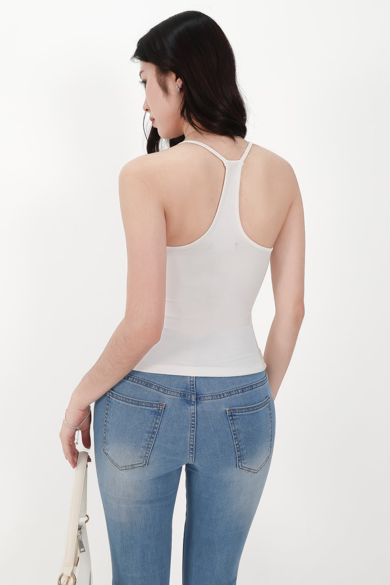 DEFECT | Henry Halter Ruched Top in White in S